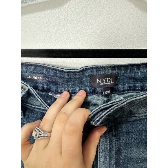 NYDJ Women’s Plus Sz 20W Marilyn Straight Ankle Jean Dark Wash Denim Raw Hem - Picture 3 of 3